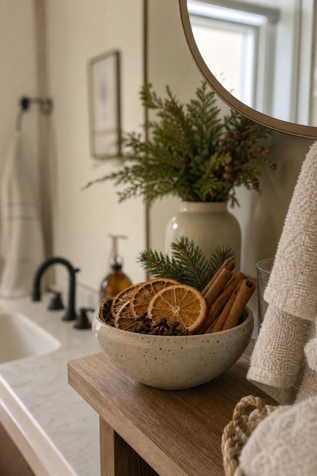 Add Seasonal Scent Beyond the Candle small apartment idea for Top 17 Bathroom Christmas Decor Ideas for Small Apartments.