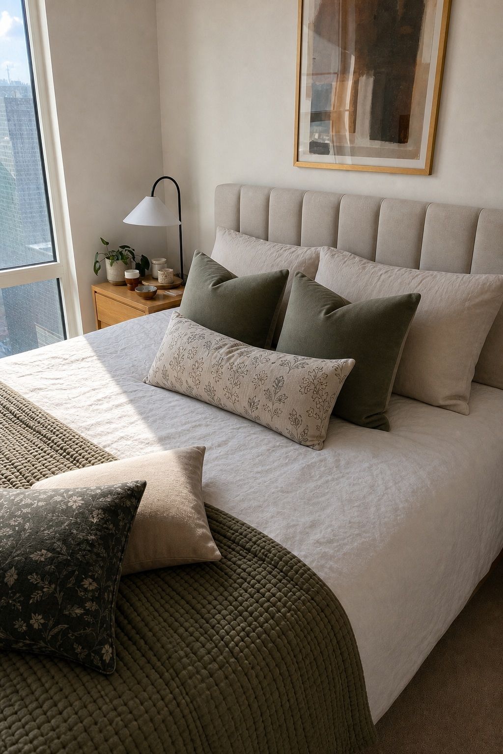Account for an Upholstered Headboard small apartment idea for Top 18 Bed Throw Pillow Ideas That Will Transform Your Bedroom.