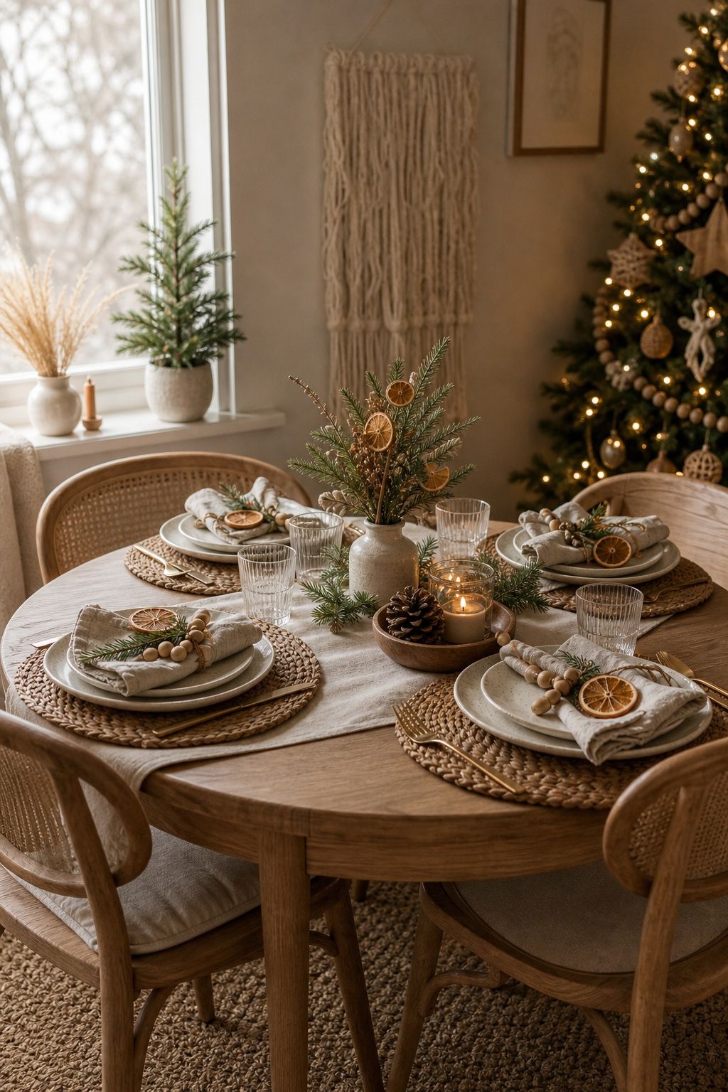 Set a Boho Table With Natural Textures small apartment idea for Top 18 Boho Christmas Decor Ideas for Small Apartments.