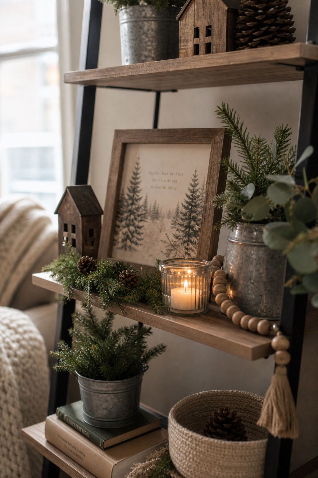 Add a Wood Sign or Framed Saying small apartment idea for Top 18 Farmhouse Christmas Decor Ideas for Small Apartments.