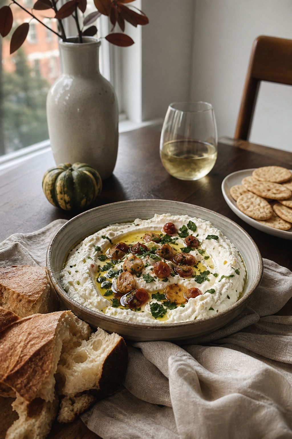 A Warm Whipped Feta or Ricotta Dip small apartment idea for Top 18 Friendsgiving Dishes to Impress Your Guests.