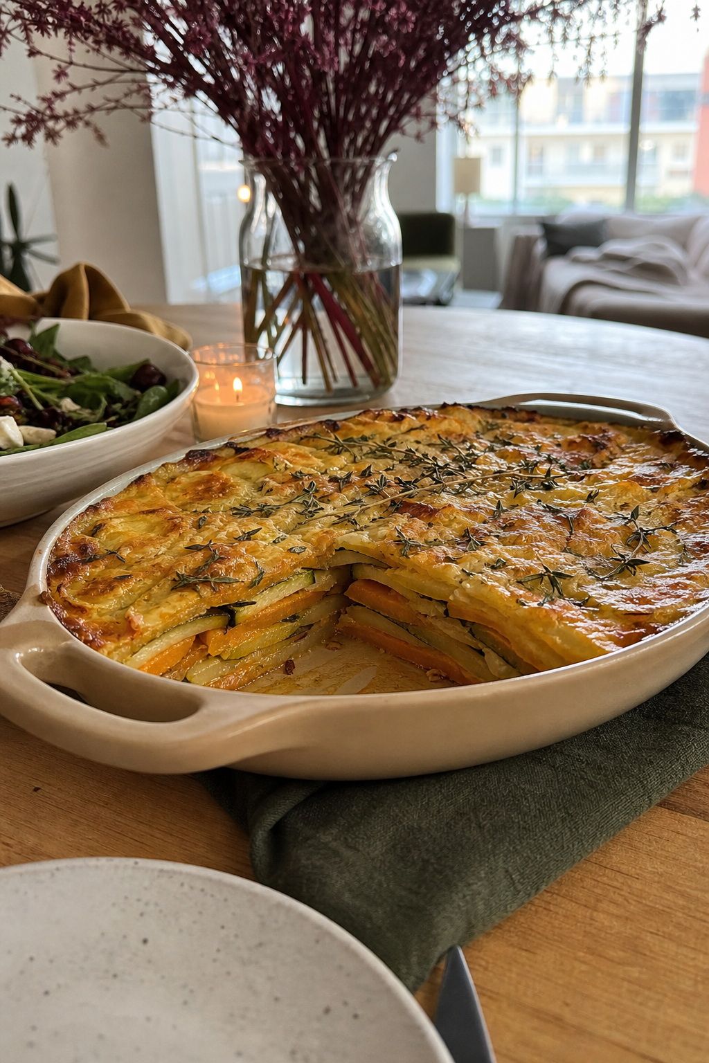 A Layered Vegetable Gratin small apartment idea for Top 18 Friendsgiving Dishes to Impress Your Guests.