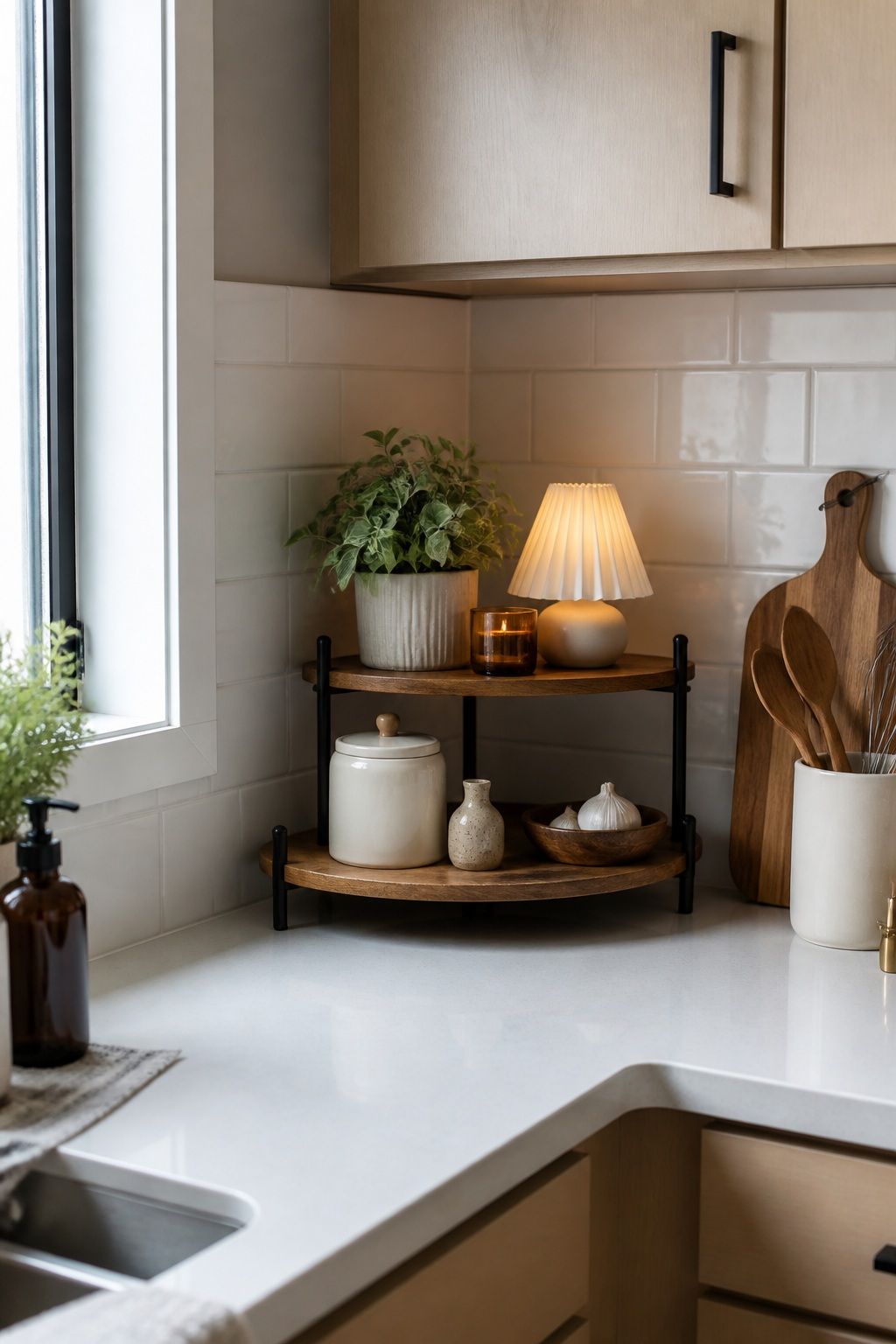 Claim the Dead Corner small apartment idea for Top 19 Kitchen Counter Decor Ideas for Small Apartments.