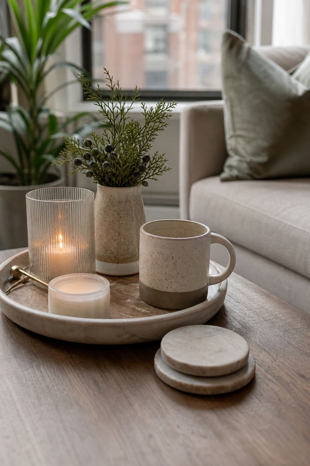 Build a Foraged Greenery Centerpiece small apartment idea for Top 17 Natural Christmas Decor Ideas for Small Apartments.