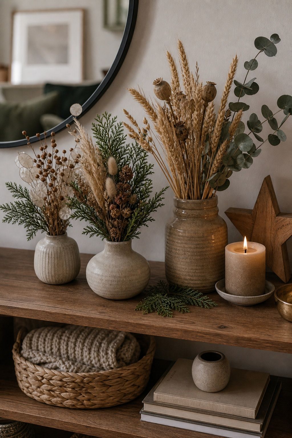Assemble Simple Dried Arrangements small apartment idea for Top 17 Natural Christmas Decor Ideas for Small Apartments.