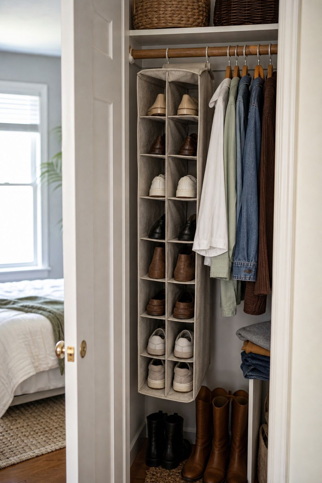 Hanging Closet Shoe Organizer small apartment idea for Top 18 Small Apartment Shoe Storage Ideas That Actually Work.
