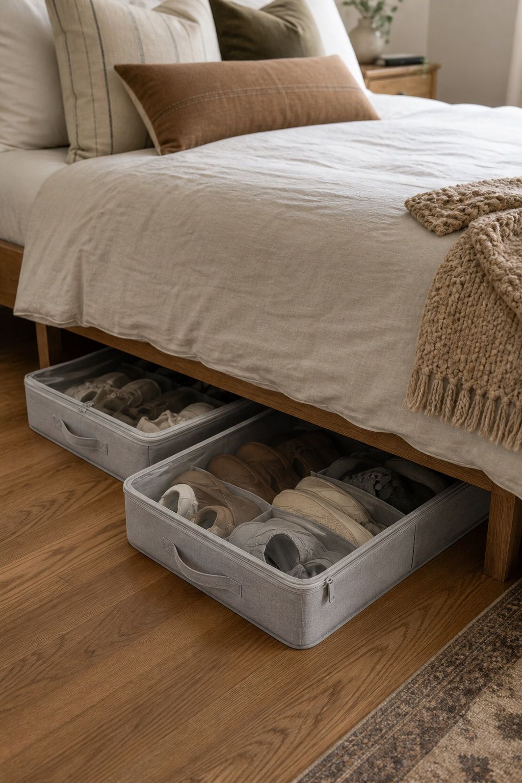 Lidded Under-Bed Storage Boxes small apartment idea for Top 18 Small Apartment Shoe Storage Ideas That Actually Work.