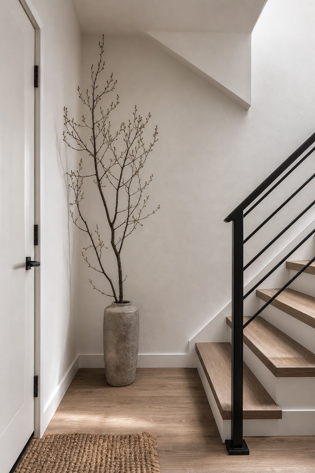 Add a Sculptural Branch or Tall Object small apartment idea for Top 16 Stair Corner Decor Ideas for Small Apartments.