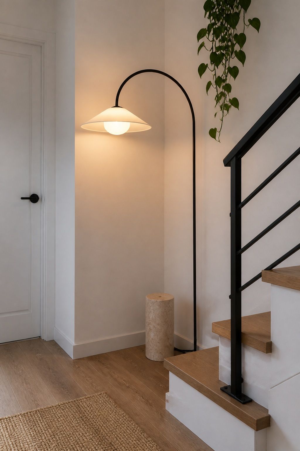 Treat the Lighting as a Sculptural Focal Point small apartment idea for Top 16 Stair Corner Decor Ideas for Small Apartments.
