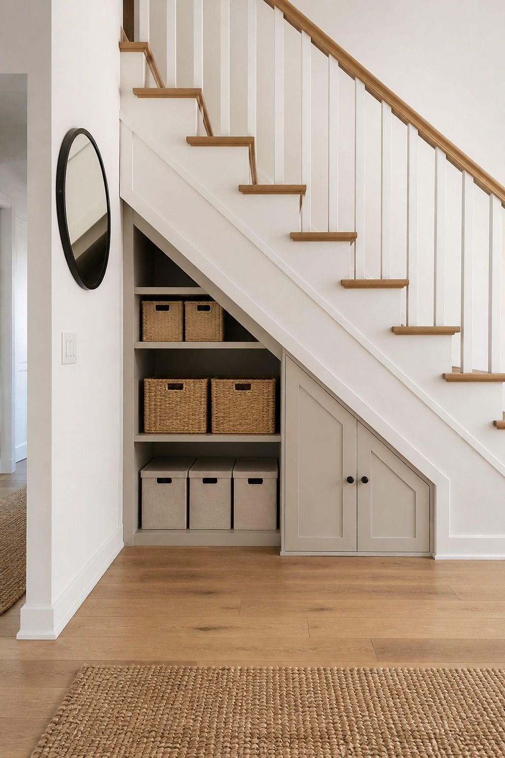 Tuck Storage Into the Dead Triangle small apartment idea for Top 16 Stair Corner Decor Ideas for Small Apartments.