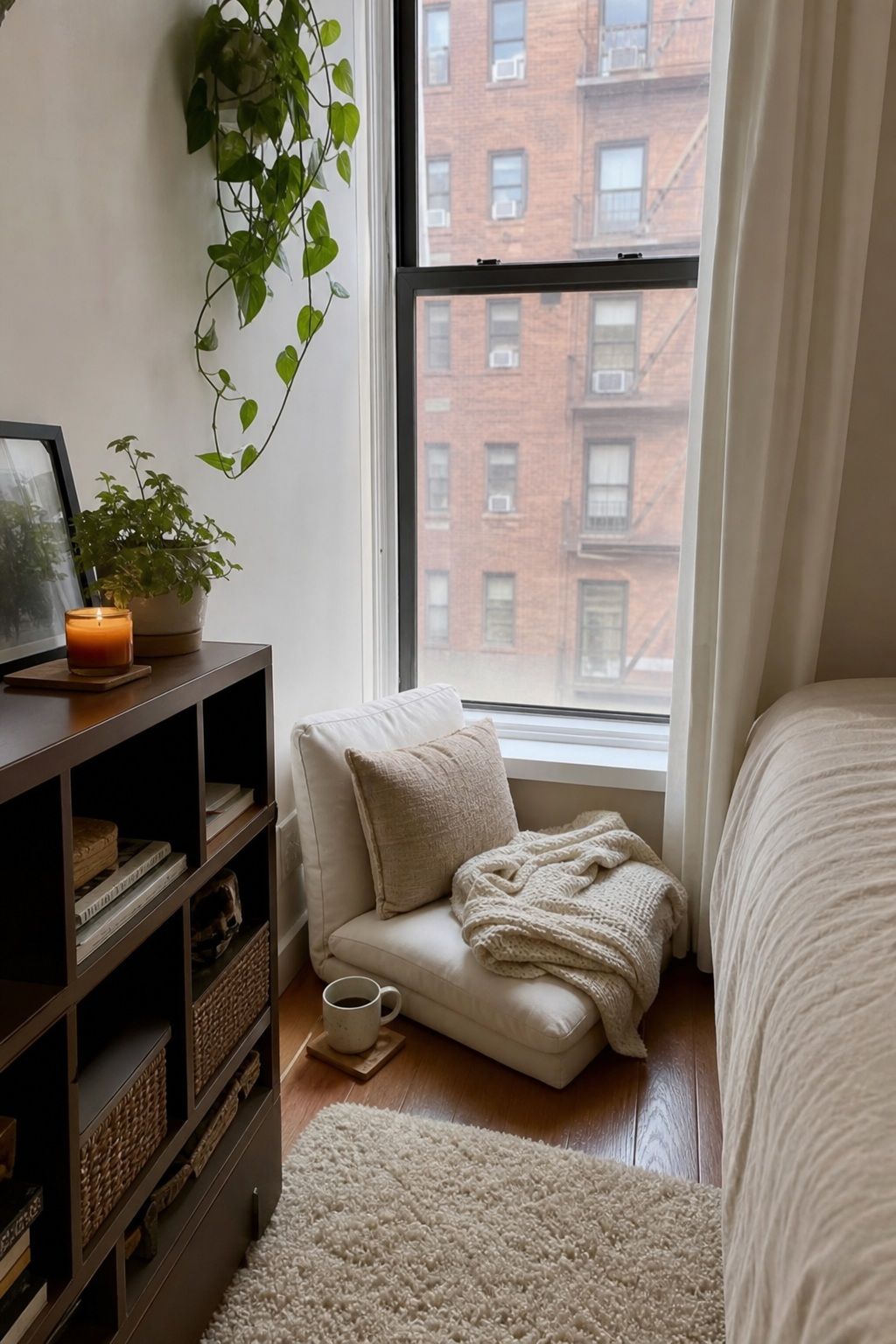 Use the Corner as a Quiet Retreat Spot small apartment idea for Top 17 Window Corner Decor Ideas for Small Apartments.