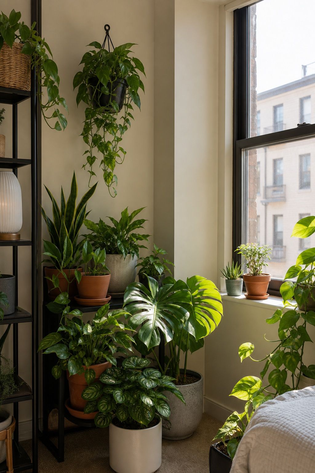 Build a Plant Corner Around the Light small apartment idea for Top 17 Window Corner Decor Ideas for Small Apartments.