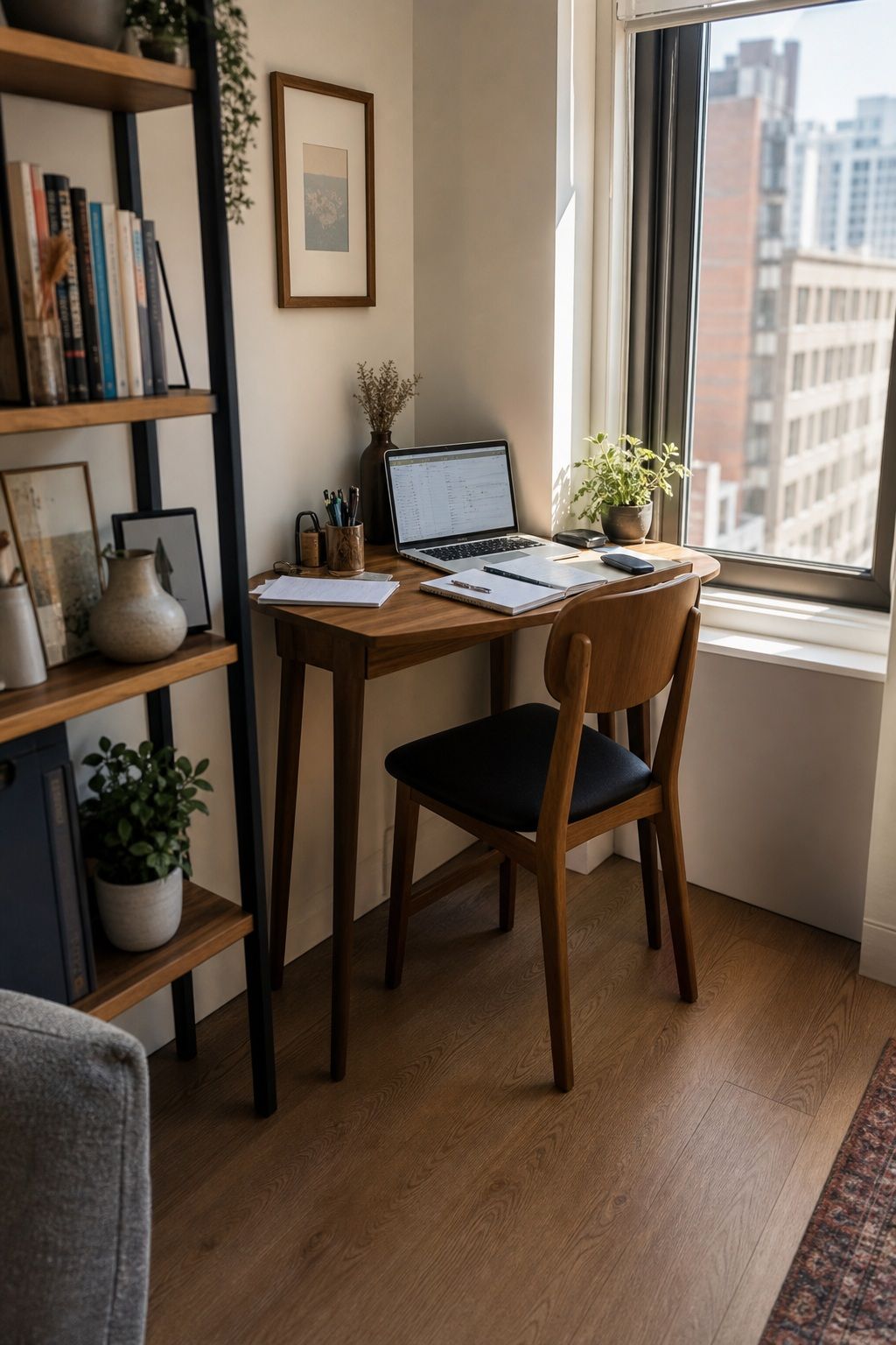 Tuck a Small Desk Into the Corner small apartment idea for Top 17 Window Corner Decor Ideas for Small Apartments.