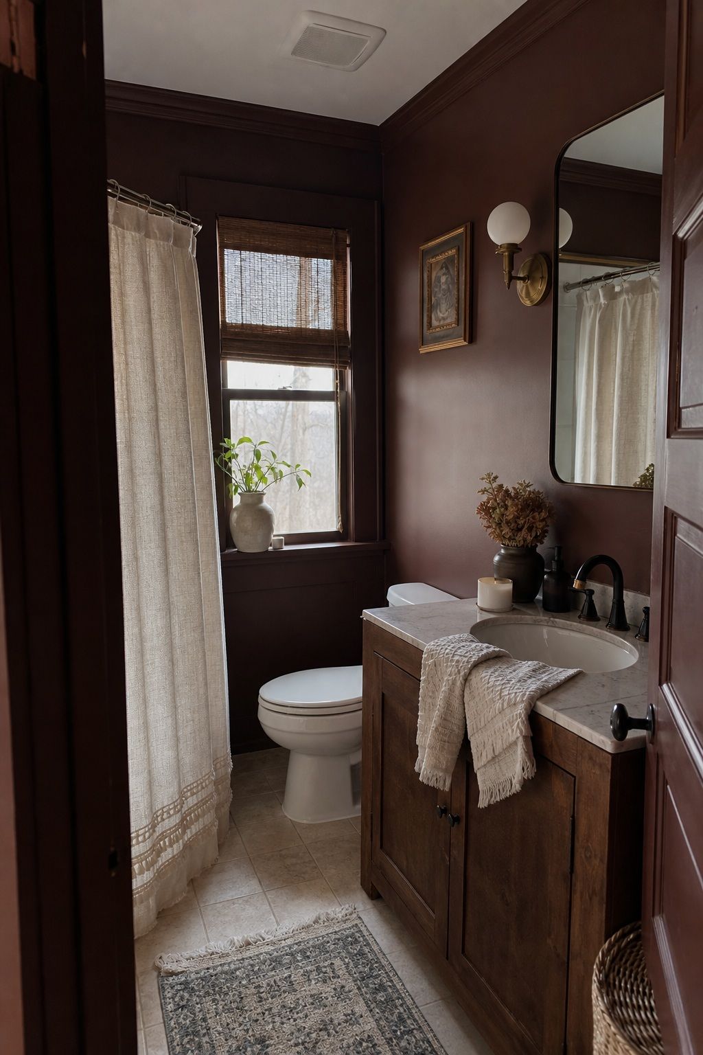 Color-Drench the Walls for a Cocoon Feel small apartment idea for Top 18 Winter Bathroom Decor Ideas for Small Apartments.
