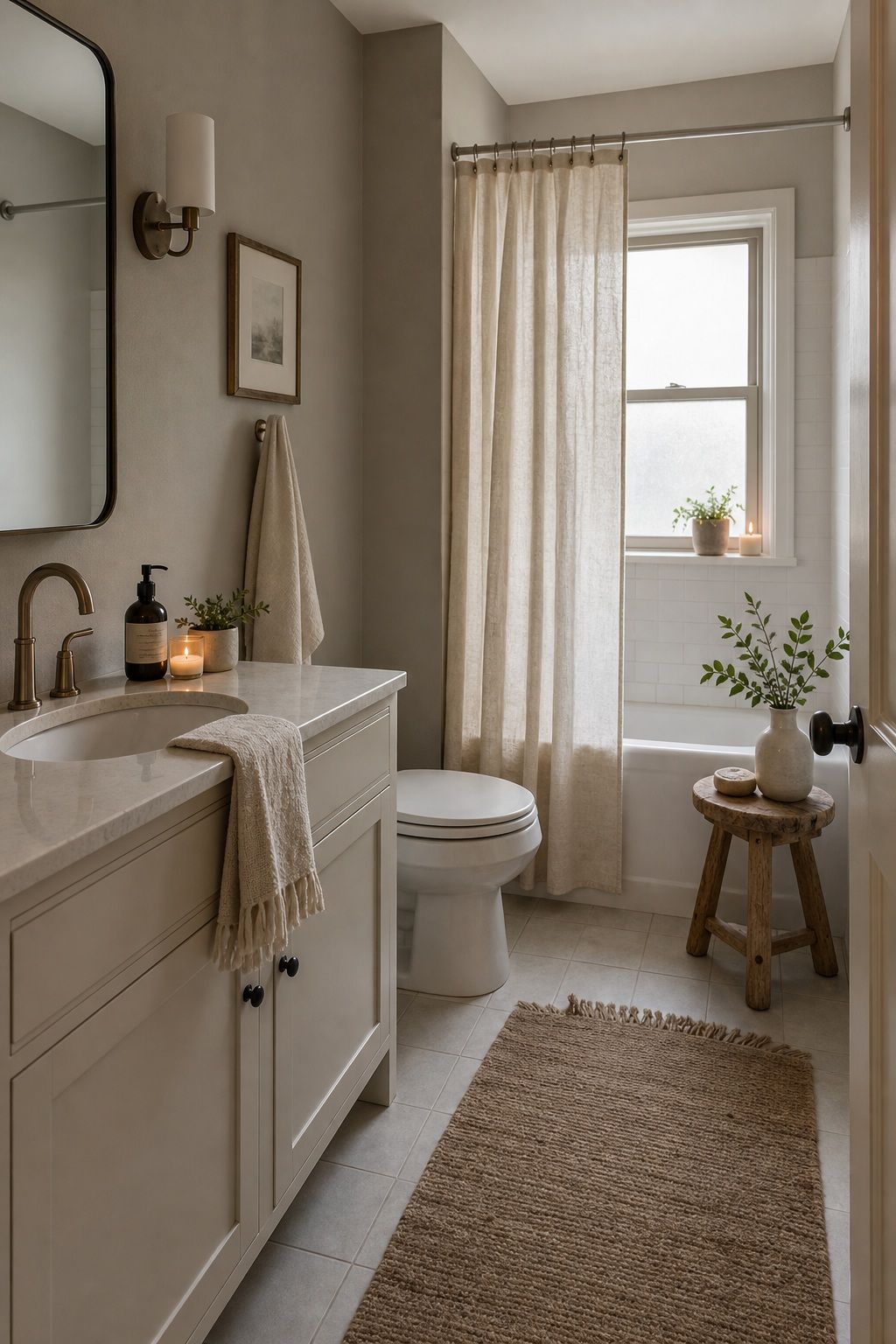 Add a Raw Wood Element small apartment idea for Top 18 Winter Bathroom Decor Ideas for Small Apartments.