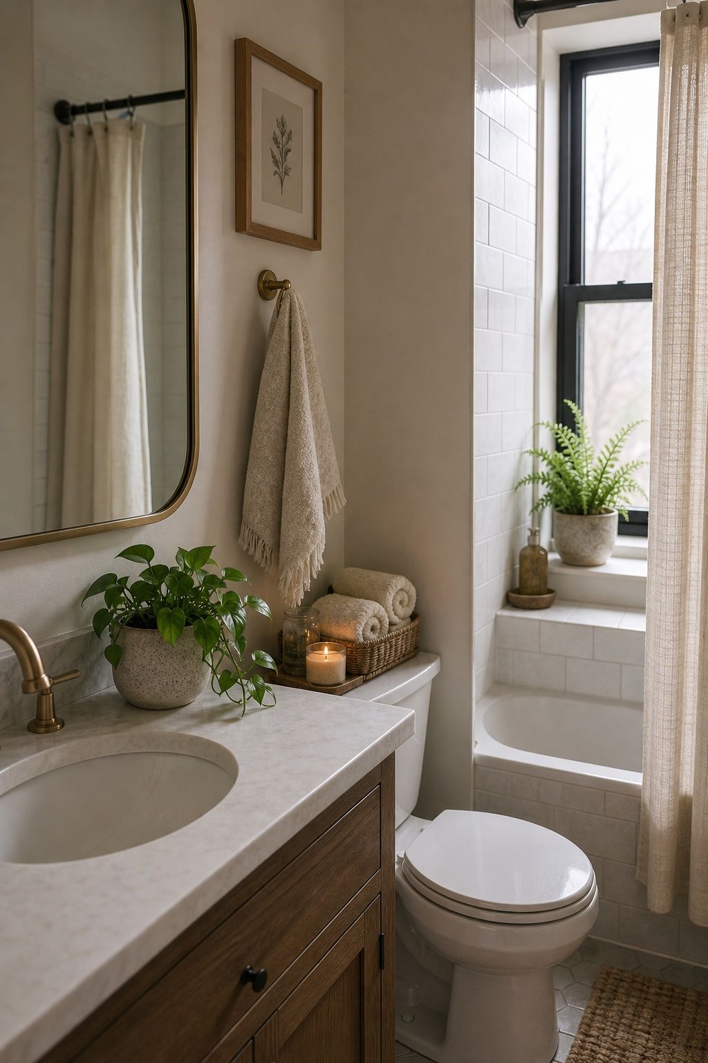 Add a Hardy Winter Plant small apartment idea for Top 18 Winter Bathroom Decor Ideas for Small Apartments.