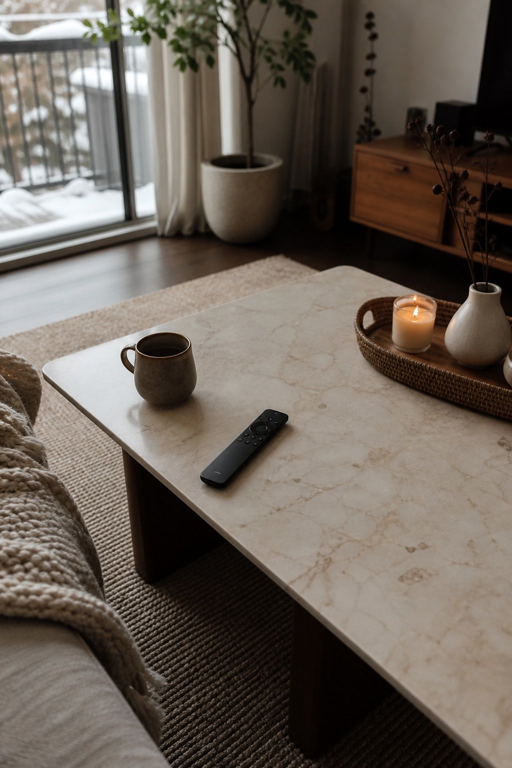 Leave Open Space for Daily Life small apartment idea for Top 16 Winter Coffee Table Decor Ideas for Small Spaces.