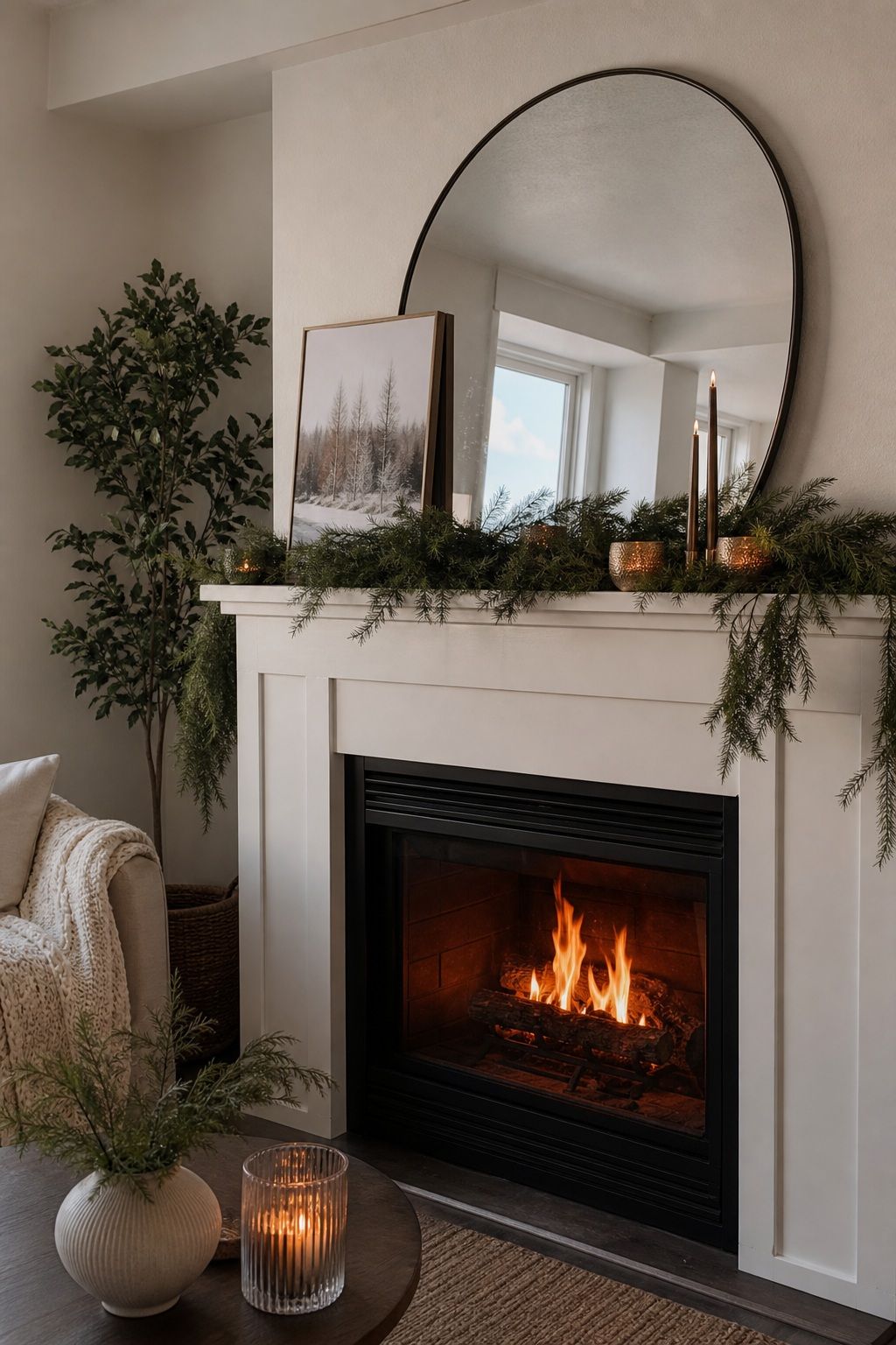 Add a Mirror or Winter Art Above the Mantel small apartment idea for Top 17 Winter Fireplace Decor Ideas for Small Spaces.