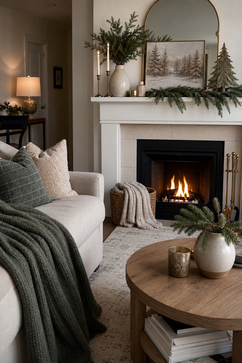 Echo the Mantel Palette in the Room small apartment idea for Top 17 Winter Fireplace Decor Ideas for Small Spaces.