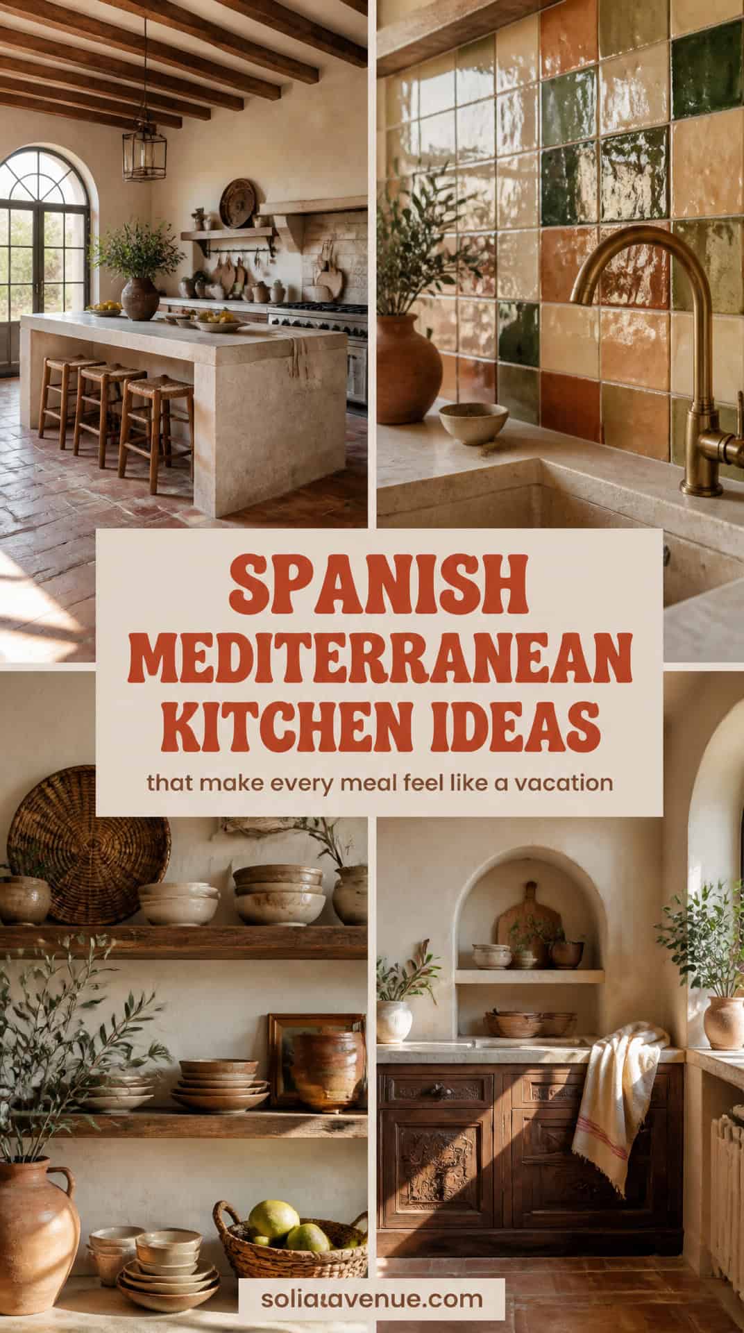 Spanish Mediterranean kitchen ideas: collage of kitchen design elements