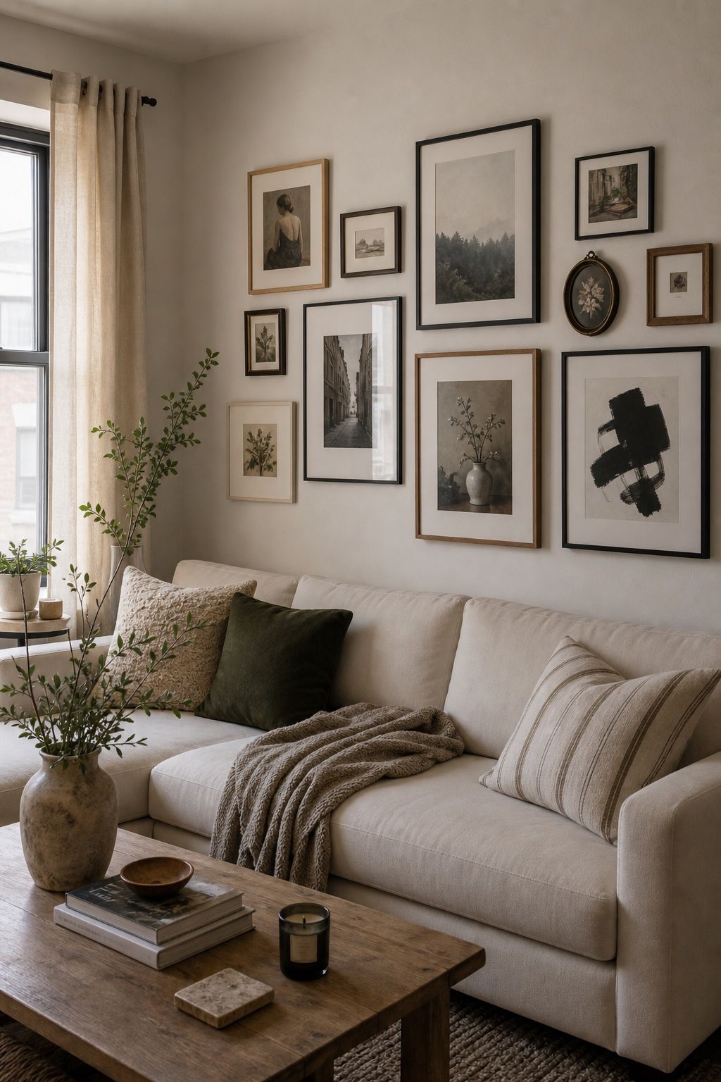 Hang a Salon-Style Gallery Wall small apartment idea for Top 18 Apartment Style Ideas That Make Your Space Feel Intentional.