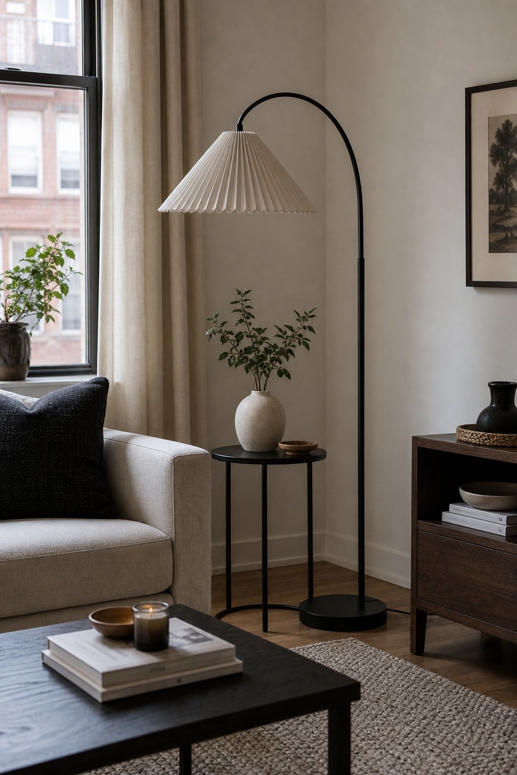 Add One Statement Lamp small apartment idea for Top 18 Apartment Style Ideas That Make Your Space Feel Intentional.