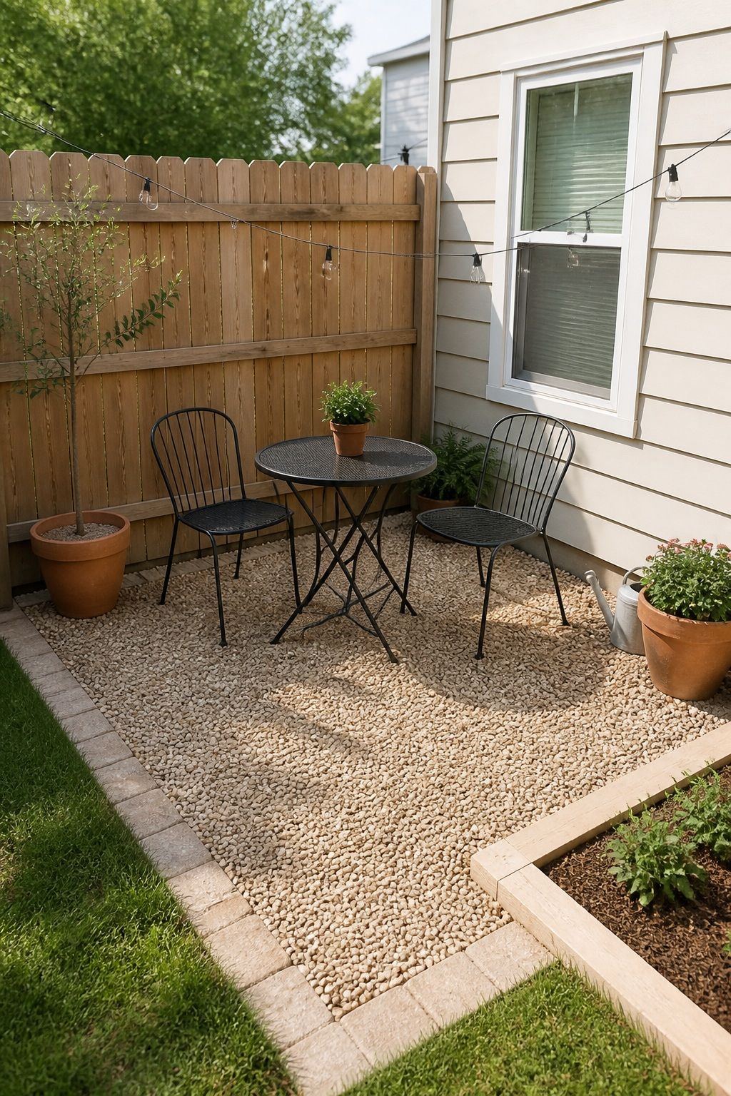 Build a Simple Gravel Patio small apartment idea for Top 16 Cheap Backyard Ideas That Actually Look Expensive.