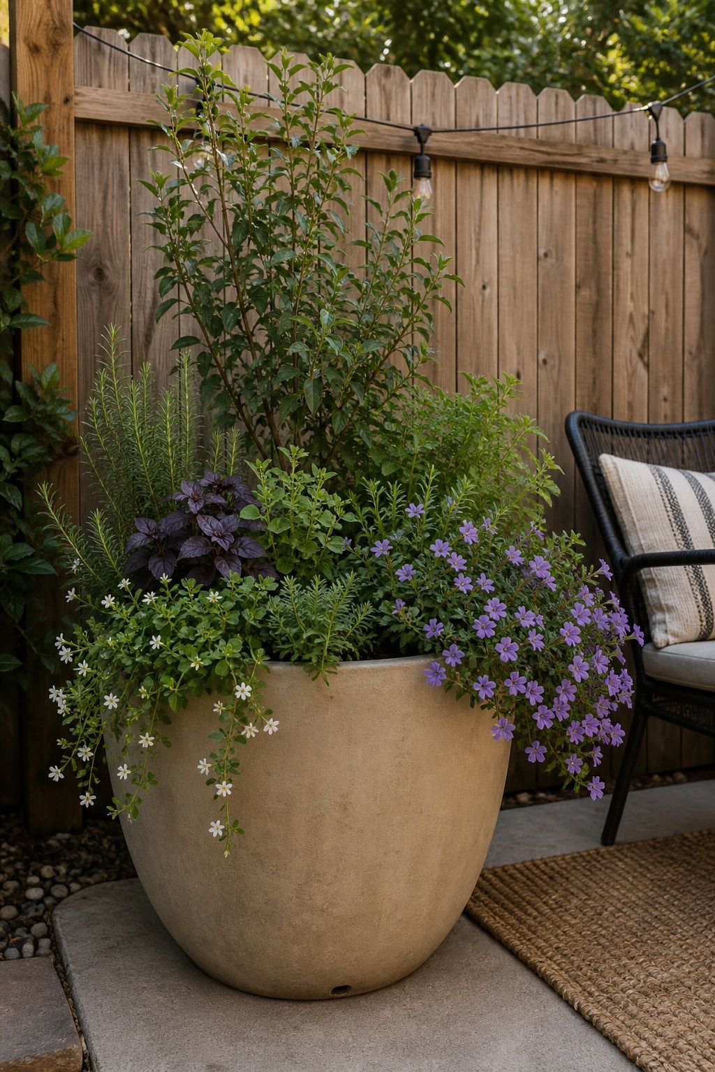 Make One Large Container Garden small apartment idea for Top 16 Cheap Backyard Ideas That Actually Look Expensive.