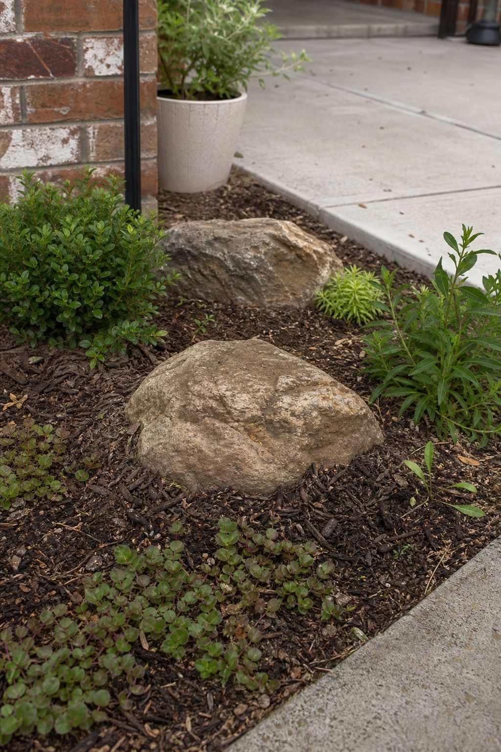 Bury Rocks Partway for a Settled Look small apartment idea for Top 17 Landscaping With Large Rocks Ideas That Actually Look Natural.