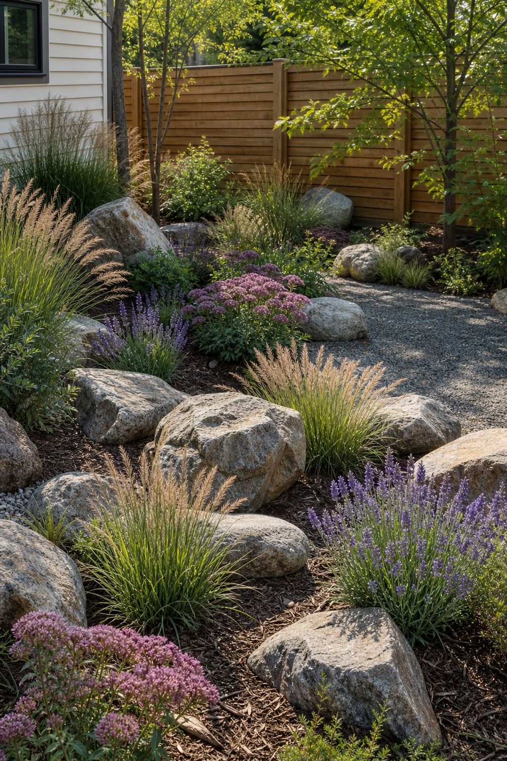 Repeat a Few Plants for Cohesion small apartment idea for Top 17 Landscaping With Large Rocks Ideas That Actually Look Natural.