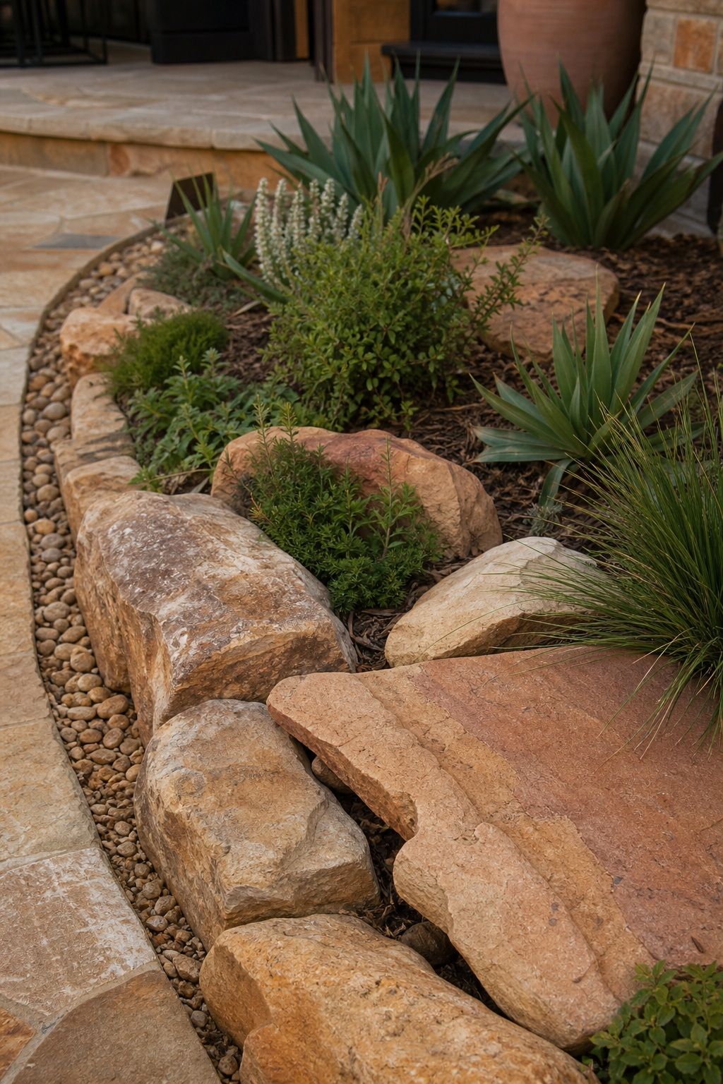 Choose Warm-Toned Stone for 2026 small apartment idea for Top 17 Landscaping With Large Rocks Ideas That Actually Look Natural.