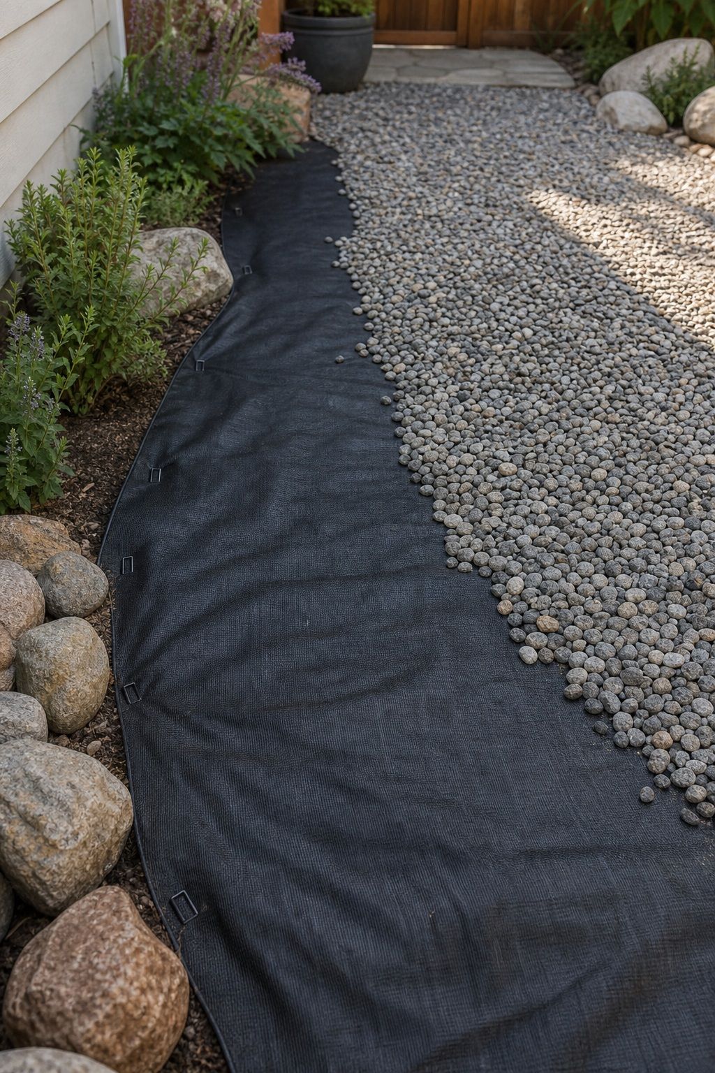 Lay Fabric Under High-Traffic Rock small apartment idea for Top 17 Landscaping With Large Rocks Ideas That Actually Look Natural.