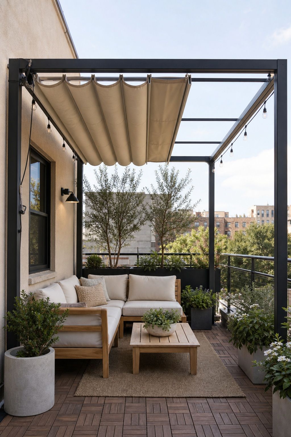 Top a Pergola With a Retractable Canopy small apartment idea for Top 16 Outdoor Patio Roof Ideas for Small Patios and Apartments.