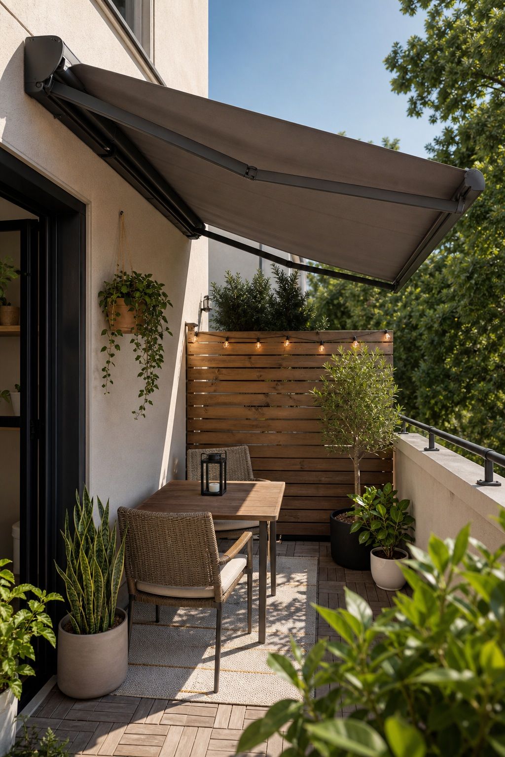 Install a Retractable Awning small apartment idea for Top 16 Outdoor Patio Roof Ideas for Small Patios and Apartments.