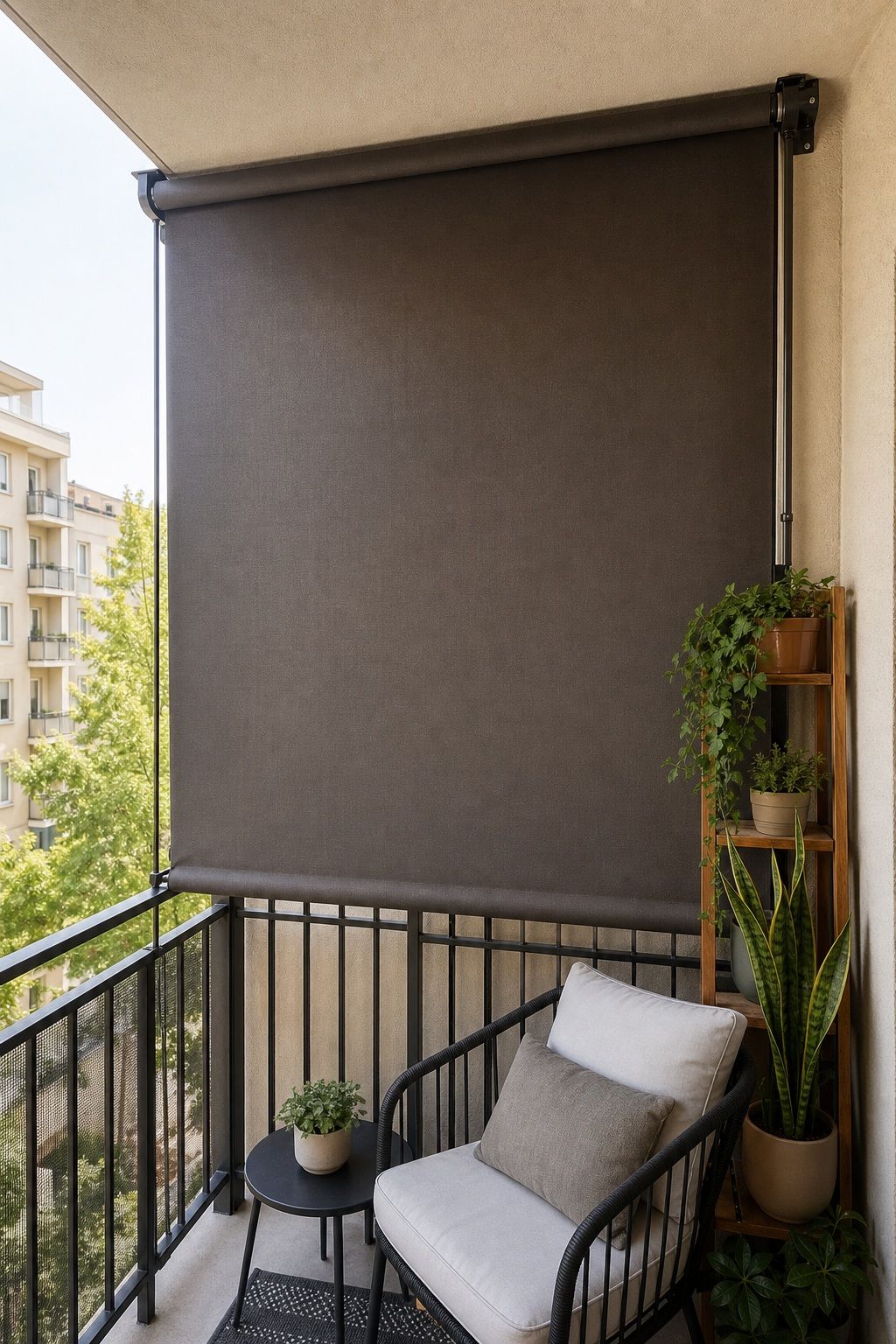 Use a Wall-Mounted Drop Awning small apartment idea for Top 16 Outdoor Patio Roof Ideas for Small Patios and Apartments.