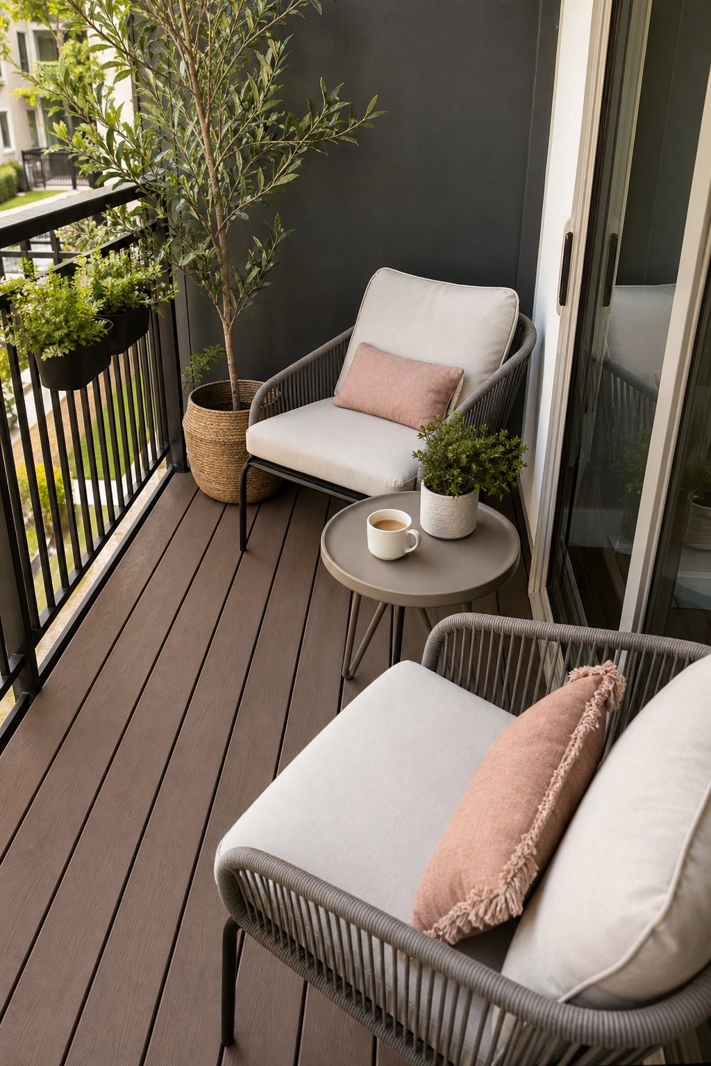 Float Two Chairs Around a Tiny Table small apartment idea for Top 16 Small Deck Furniture Layout Ideas That Actually Work.