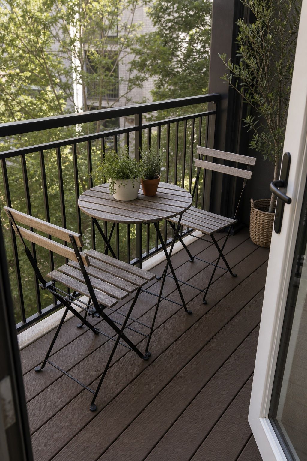 Put a Folding Bistro Set Near the Rail small apartment idea for Top 16 Small Deck Furniture Layout Ideas That Actually Work.