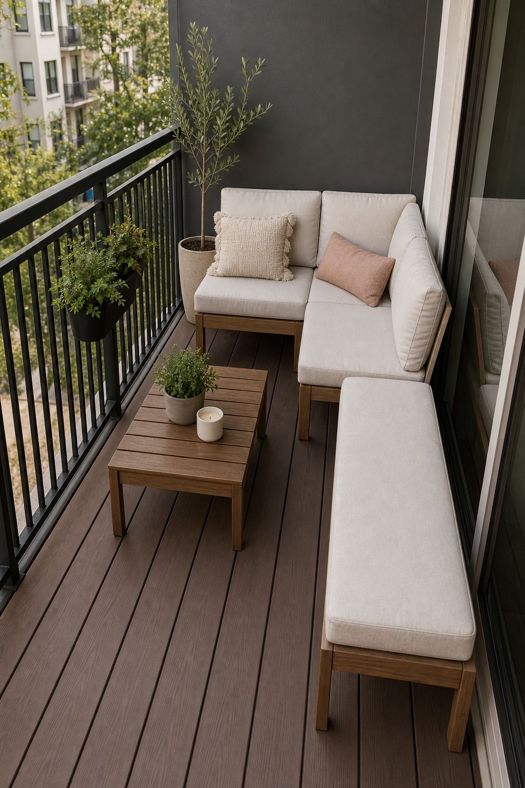 Try an L-Shaped Seating Layout small apartment idea for Top 16 Small Deck Furniture Layout Ideas That Actually Work.
