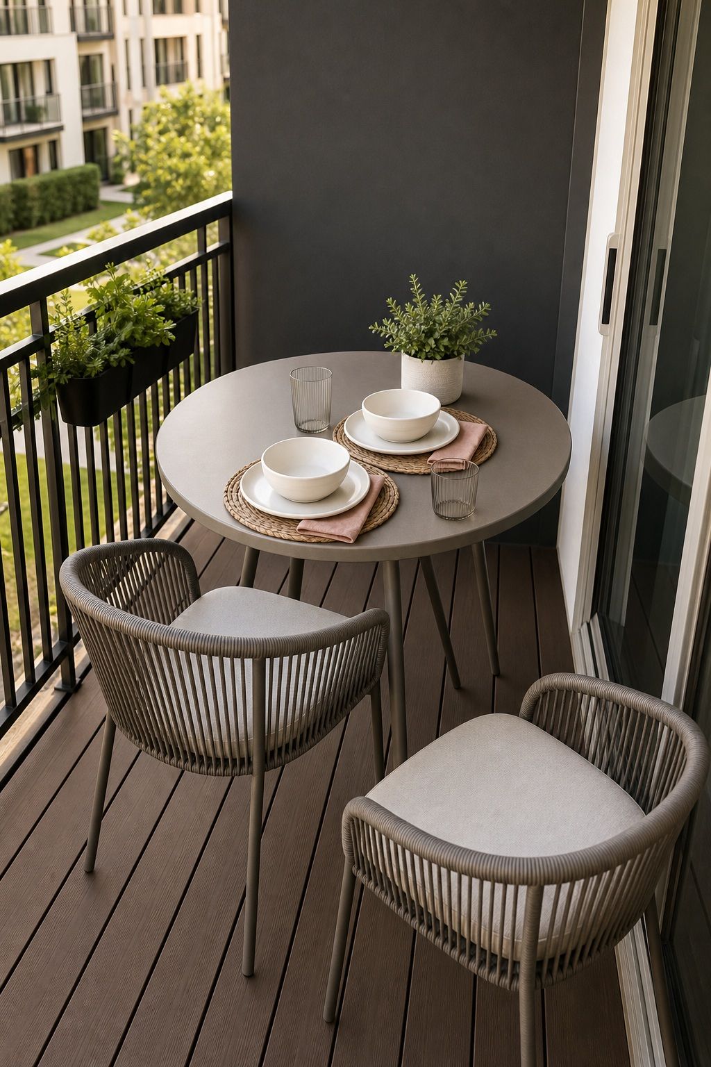 Center a Round Table for Dining small apartment idea for Top 16 Small Deck Furniture Layout Ideas That Actually Work.