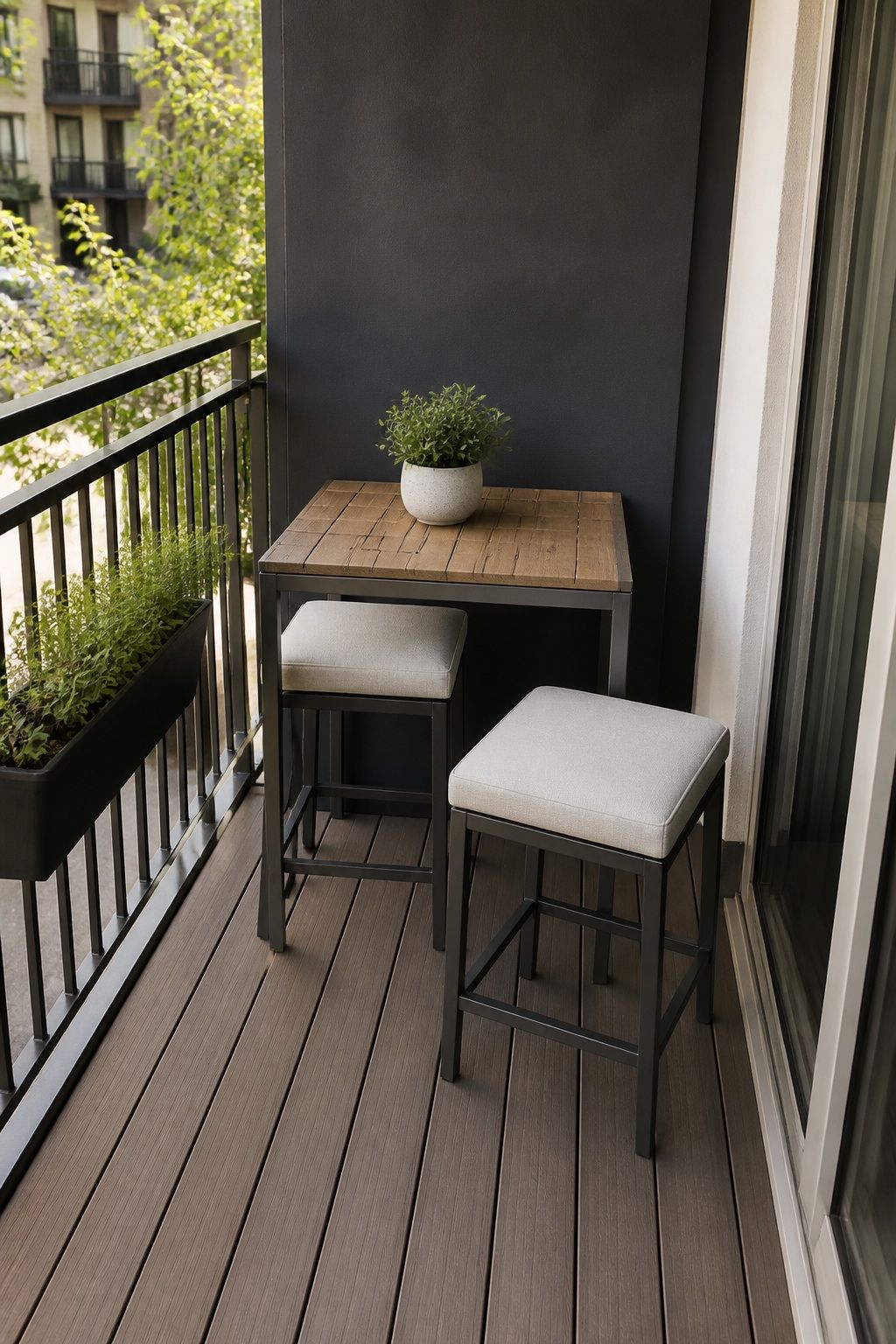 Use Stools That Tuck Under the Table small apartment idea for Top 16 Small Deck Furniture Layout Ideas That Actually Work.