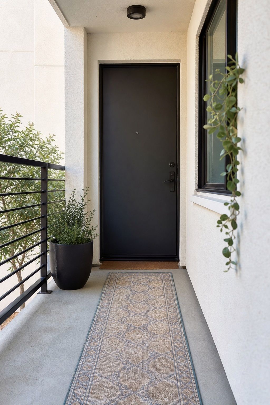 Start With a Narrow Outdoor Rug small apartment idea for Top 16 Small Front Porch Ideas to Transform Your Entrance.