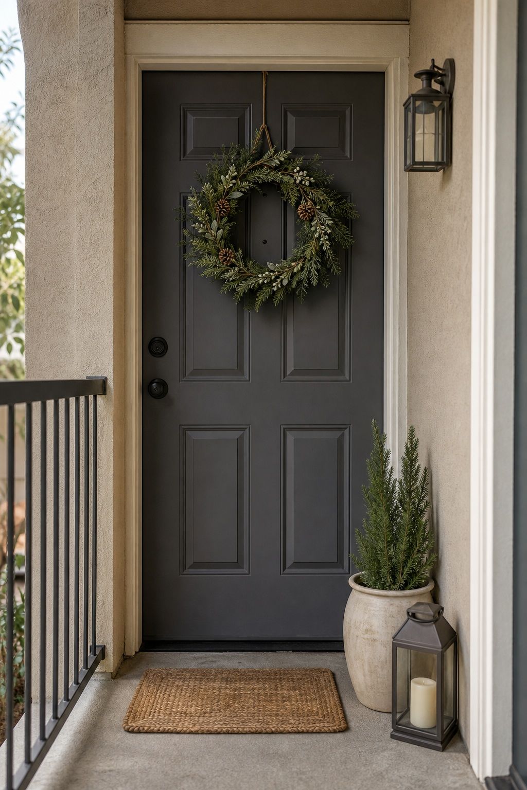 Hang a Seasonal Wreath That Feels Subtle small apartment idea for Top 16 Small Front Porch Ideas to Transform Your Entrance.