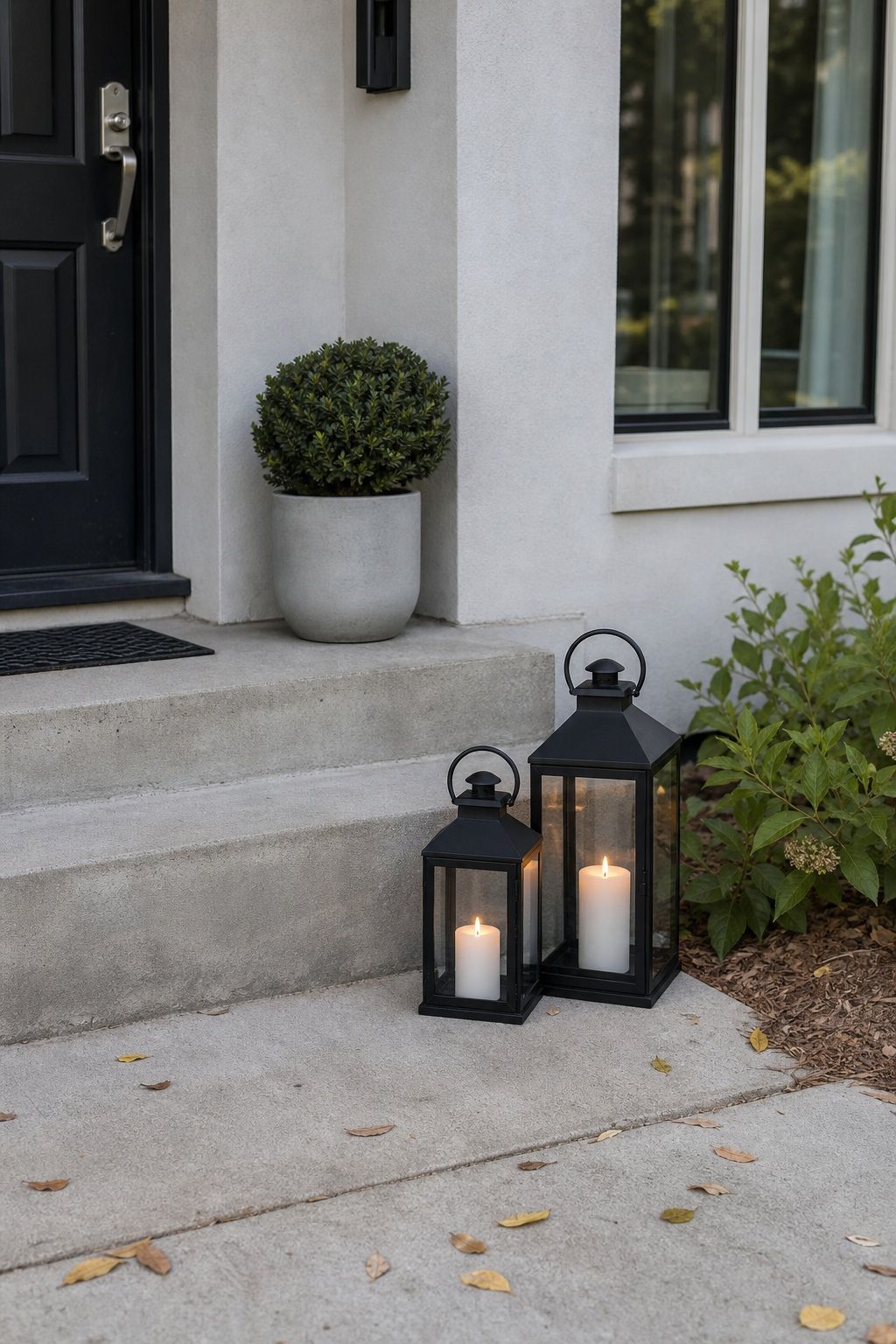 Add a Pair of Lanterns Near the Steps small apartment idea for Top 16 Small Front Porch Ideas to Transform Your Entrance.