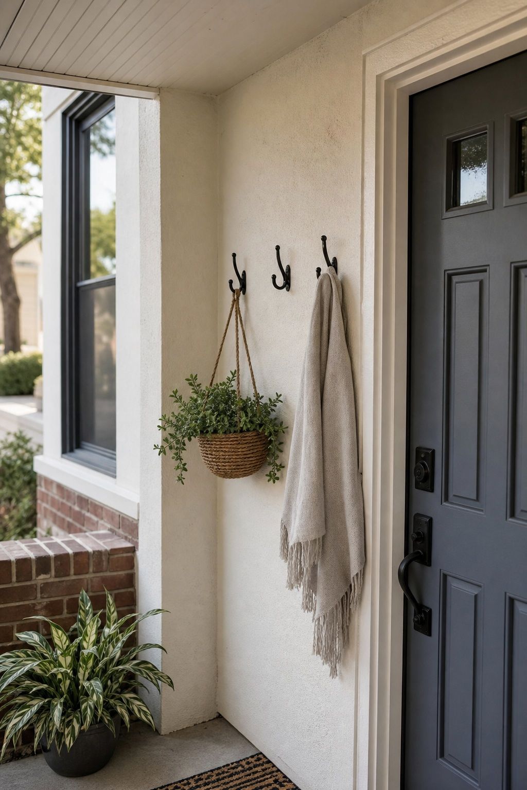 Use Wall Hooks for Hanging Decor small apartment idea for Top 16 Small Front Porch Ideas to Transform Your Entrance.