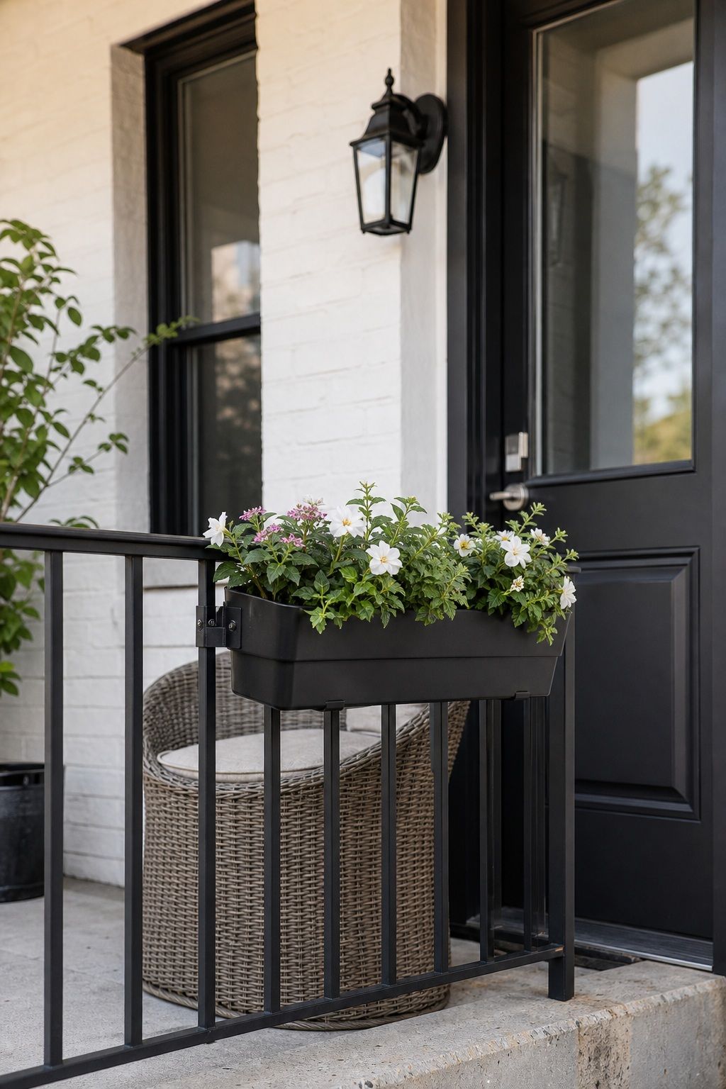 Try a Railing Planter small apartment idea for Top 16 Small Front Porch Ideas to Transform Your Entrance.