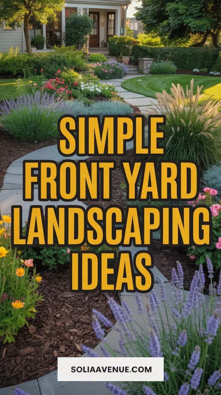 Simple front yard landscaping ideas - Solia Avenue Pinterest pin
