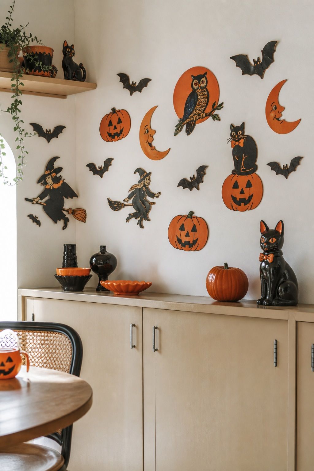 Use Die-Cut Cardboard Decorations small apartment idea for Top 18 Retro 60s Halloween Decor Ideas for Small Apartments.