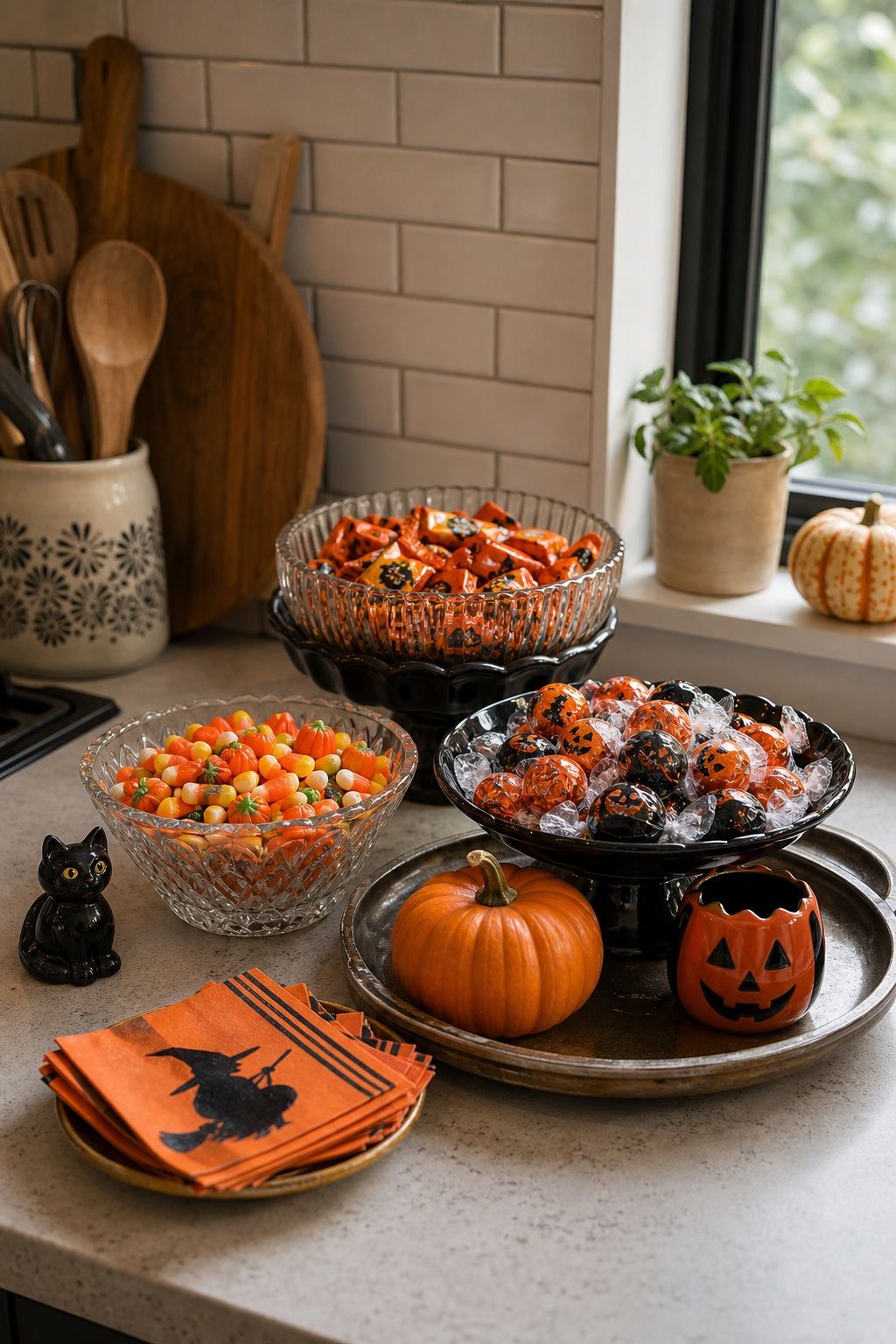 Style a Retro Candy Display small apartment idea for Top 18 Retro 60s Halloween Decor Ideas for Small Apartments.