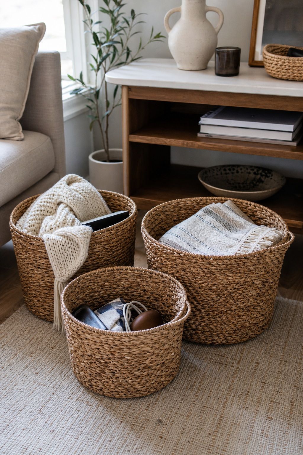 Nesting Seagrass Storage Baskets Set of 3 small apartment idea for 20 Home Organization Essentials From Amazon That Make Every Room Feel Calmer.