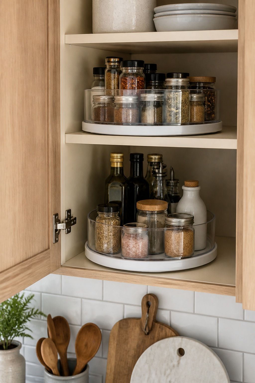 Lazy Susan Cabinet Turntables Set of 2 small apartment idea for 20 Home Organization Essentials From Amazon That Make Every Room Feel Calmer.